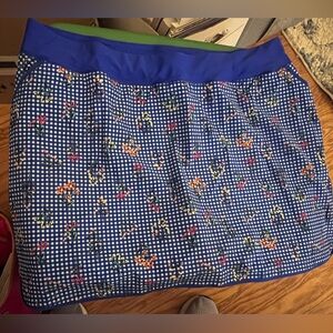 Lands' End Royal Blue Gingham Floral Swim Skort 3 in inseam Women’s size 24